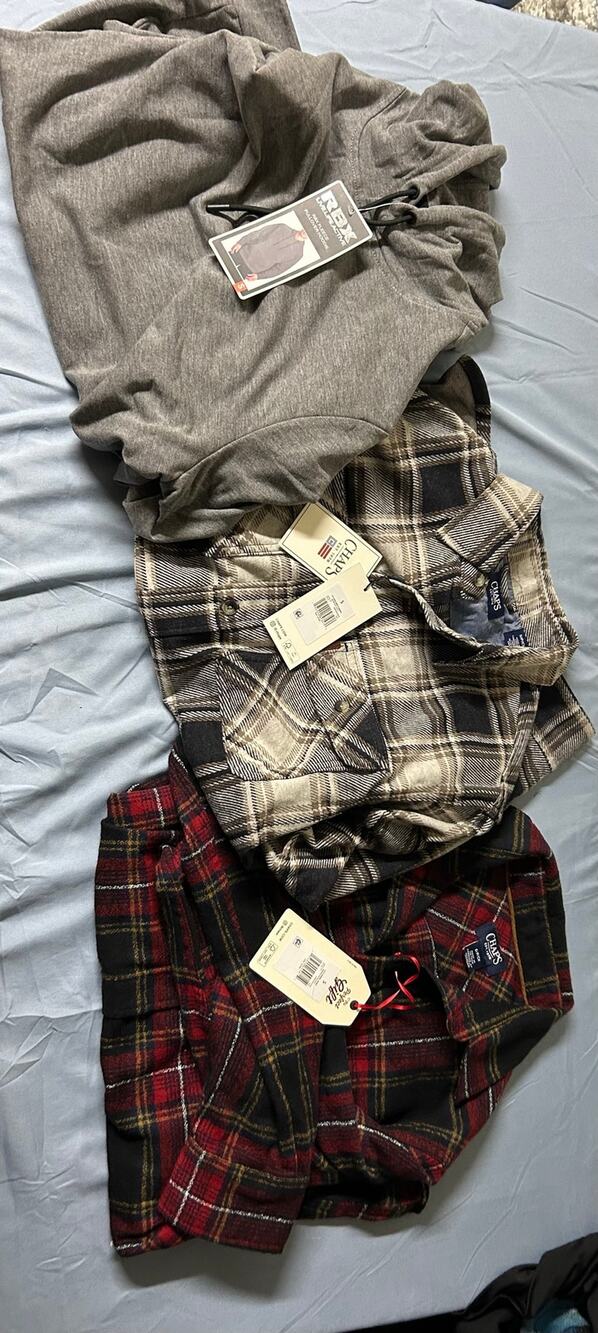 Men's Classic Flannel Shirt Lot 3pc Chaps Plaid RBX Hoodie Small NWT (MCB8)